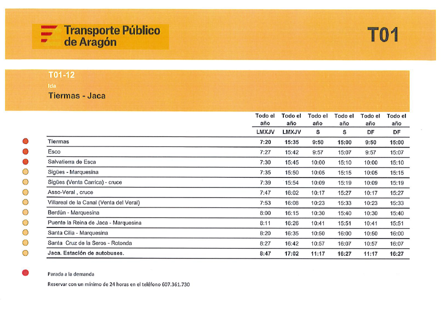 Imagen Horarios Transporte Publico Aragón